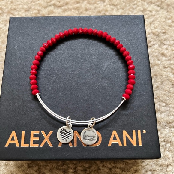 Alex and Ani Jewelry - Alex and Ani Vibrant Red Beaded Bracelet with Silver Charms
